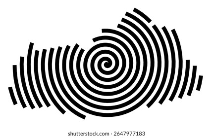Symbol Map of the city Barsbüttel (Schleswig-Holstein, Germany) showing the city with a black spiral line