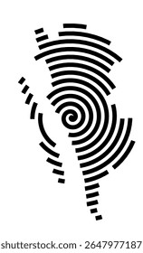 Symbol Map of the city Glückstadt (Schleswig-Holstein, Germany) showing the city with a black spiral line
