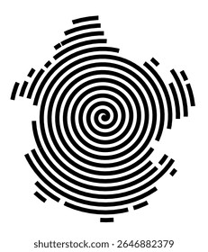 Symbol Map of the city Schleusingen (Thüringen, Germany) showing the city with a black spiral line