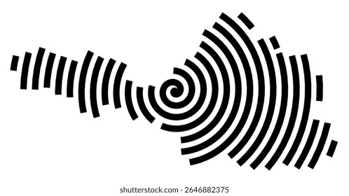 Mapa de símbolos da cidade Schmalkalden (Turíngia, Alemanha) mostrando a cidade com uma linha espiral preta