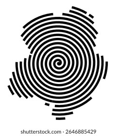 Symbol Map of the city Schneeberg (Sachsen, Germany) showing the city with a black spiral line