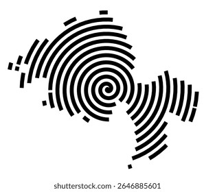 Symbol Map of the city Schorfheide (Brandenburg, Germany) showing the city with a black spiral line