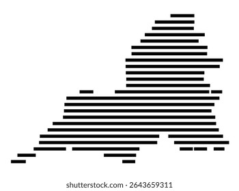 Symbol Map of the city Schortens (Niedersachsen, Germany) showing the area of the city with just a few black horizontal lines