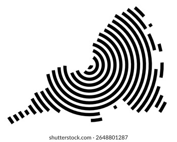 Symbol Map of the city Schortens (Niedersachsen, Germany) showing the city with a black spiral line