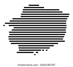 Symbol Map of the city Schotten (Hessen, Germany) showing the area of the city with just a few black horizontal lines