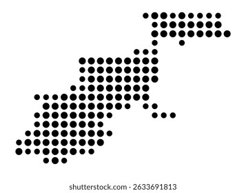 Symbol Map of the city Schramberg (Baden-Württemberg, Germany) showing the city with a pattern of just a few black dots