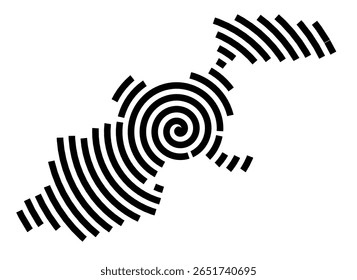 Mapa de símbolos da cidade Schramberg (Baden-Württemberg, Alemanha) mostrando a cidade com uma linha espiral preta