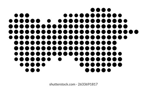 Symbol Map of the city Schriesheim (Baden-Württemberg, Germany) showing the city with a pattern of just a few black dots