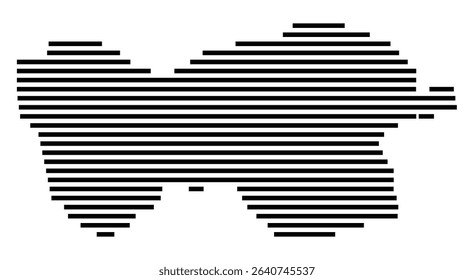 Symbol Map of the city Schriesheim (Baden-Württemberg, Germany) showing the area of the city with just a few black horizontal lines