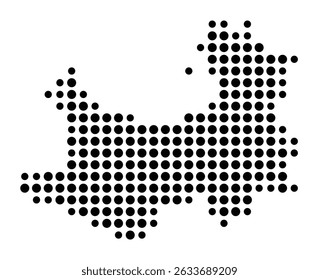 Symbol Map of the city Schrobenhausen (Bayern, Germany) showing the city with a pattern of just a few black dots