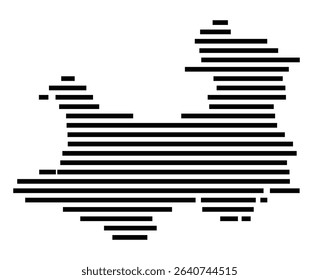 Symbol Map of the city Schrobenhausen (Bayern, Germany) showing the area of the city with just a few black horizontal lines