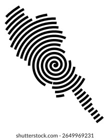 Symbol Map of the city Schwalbach am Taunus (Hessen, Germany) showing the city with a black spiral line