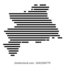 Symbol Map of the city Schwalmstadt (Hessen, Germany) showing the area of the city with just a few black horizontal lines