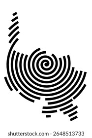 Symbol Map of the city Schwanewede (Niedersachsen, Germany) showing the city with a black spiral line