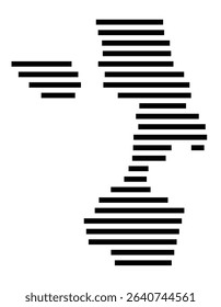 Symbol Map of the city Schwetzingen (Baden-Württemberg, Germany) showing the area of the city with just a few black horizontal lines