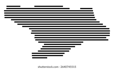 Symbol Map of the city Schwieberdingen (Baden-Württemberg, Germany) showing the area of the city with just a few black horizontal lines