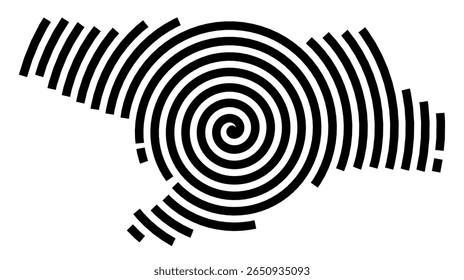 Mapa de símbolos da cidade Schwieberdingen (Baden-Württemberg, Alemanha) mostrando a cidade com uma linha espiral preta