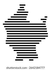 Symbol Map of the city Seeheim-Jugenheim (Hessen, Germany) showing the area of the city with just a few black horizontal lines