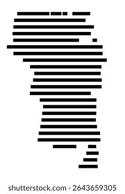 Symbol Map of the city Seesen (Niedersachsen, Germany) showing the area of the city with just a few black horizontal lines