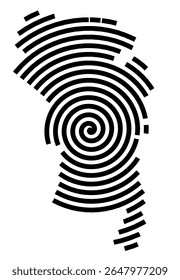 Symbol Map of the city Seesen (Niedersachsen, Germany) showing the city with a black spiral line