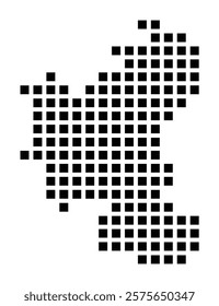 Symbol Map of the City Seevetal (Germany) showing the city with a pattern of just a few black squares