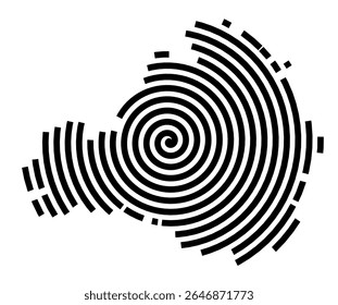 Symbol Map of the city Selb (Bayern, Germany) showing the city with a black spiral line