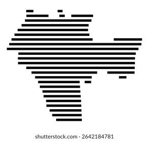 Symbol Map of the city Seligenstadt (Hessen, Germany) showing the area of the city with just a few black horizontal lines
