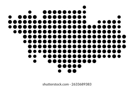 Symbol Map of the city Senden (Bayern, Germany) showing the city with a pattern of just a few black dots