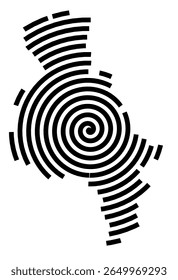 Symbol Map of the city Senden (Nordrhein-Westfalen, Germany) showing the city with a black spiral line