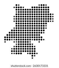 Symbol Map of the city Senftenberg (Brandenburg, Germany) showing the city with a pattern of just a few black dots