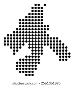 Symbol Map of the City Siauliai (Lithuania) showing the city with a pattern of just a few black dots