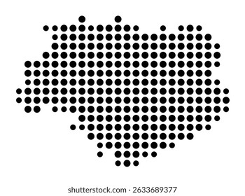 Symbol Map of the city Simbach a.Inn (Bayern, Germany) showing the city with a pattern of just a few black dots