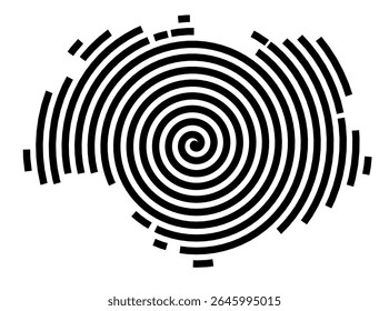 Mapa de símbolos da cidade Simbach a.Inn (Bayern, Germany) mostrando a cidade com uma linha espiral preta