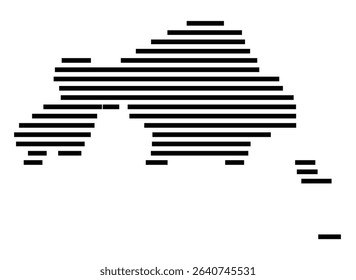 Symbol Map of the city Sinzheim (Baden-Württemberg, Germany) showing the area of the city with just a few black horizontal lines