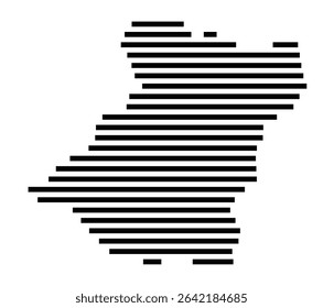 Symbol Map of the city Sinzig (Rheinland-Pfalz, Germany) showing the area of the city with just a few black horizontal lines