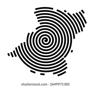 Mapa de símbolos da cidade Sinzig (Renânia-Palatinado, Alemanha) mostrando a cidade com uma linha espiral preta