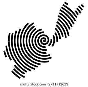 Symbol Map of the City Sofia (Bulgaria) showing the city with a black spiral line