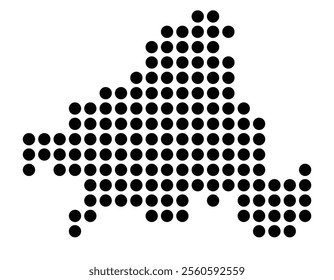 Symbol Map of the City Solingen (Germany) showing the city with a pattern of just a few black dots