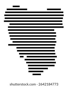 Symbol Map of the city Solms (Hessen, Germany) showing the area of the city with just a few black horizontal lines