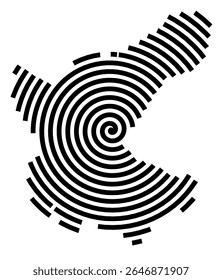 Symbol Map of the city Sonthofen (Bayern, Germany) showing the city with a black spiral line