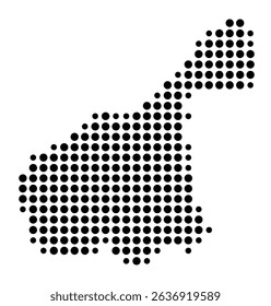 Symbol Map of the city Spenge (Nordrhein-Westfalen, Germany) showing the city with a pattern of just a few black dots