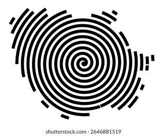 Symbol Map of the city Lübben (Spreewald) (Brandenburg, Germany) showing the city with a black spiral line