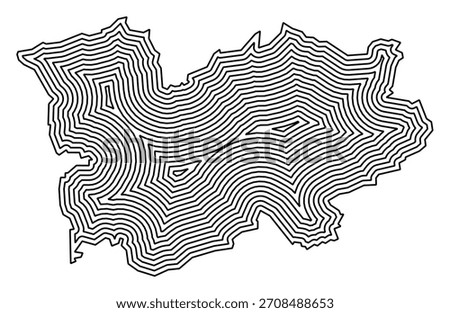Symbol Map of the city St. Wendel (Saarland, Germany) showing the city border buffered inside multiple times