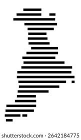 Symbol Map of the city Stadtallendorf (Hessen, Germany) showing the area of the city with just a few black horizontal lines