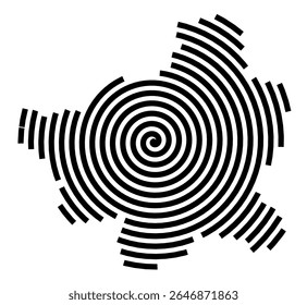 Symbol Map of the city Stadtbergen (Bayern, Germany) showing the city with a black spiral line