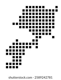 Symbol Map of the City Stargard (Poland) showing the city with a pattern of just a few black squares