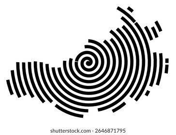 Mapa de símbolos da cidade Stein (Baviera, Alemanha) mostrando a cidade com uma linha espiral preta