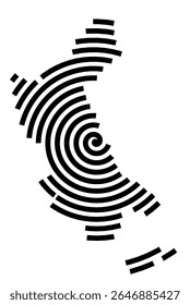 Symbol Map of the city Steinau an der Straße (Hessen, Germany) showing the city with a black spiral line