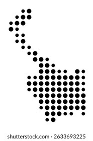 Symbol Map of the city Steinbach (Taunus) (Hessen, Germany) showing the city with a pattern of just a few black dots