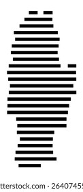 Symbol Map of the city Steinen (Baden-Württemberg, Germany) showing the area of the city with just a few black horizontal lines
